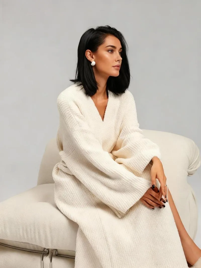 Women's Double-Sided Fleece Robe|Thickened Long Plush Loungewear