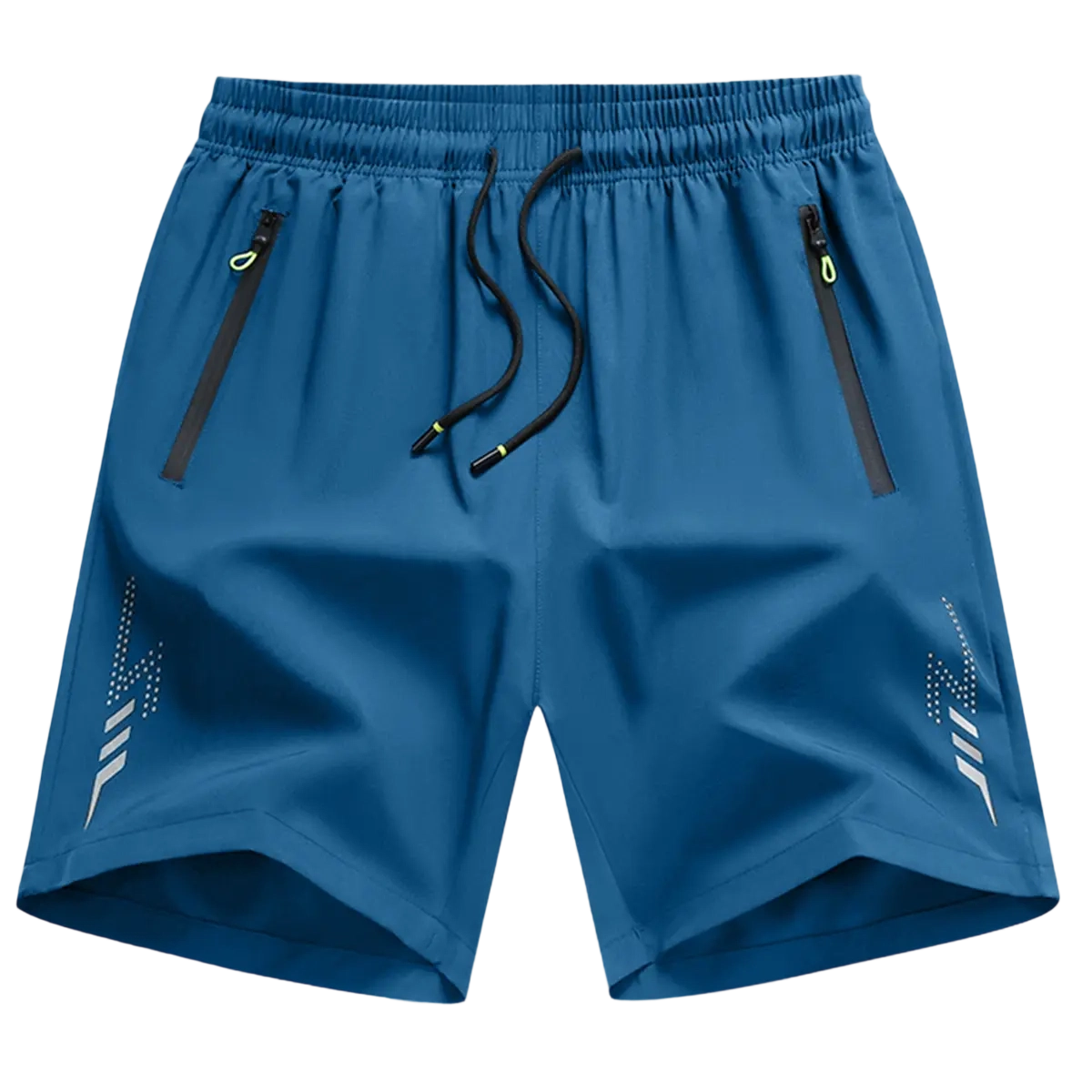 Men’s Casual Shorts — Zipper Pockets, Stretch Fabric, Lightning Stripes, Vertical Ribbed Details, Preppy Fitness Style, Perfect for Spring/Summer