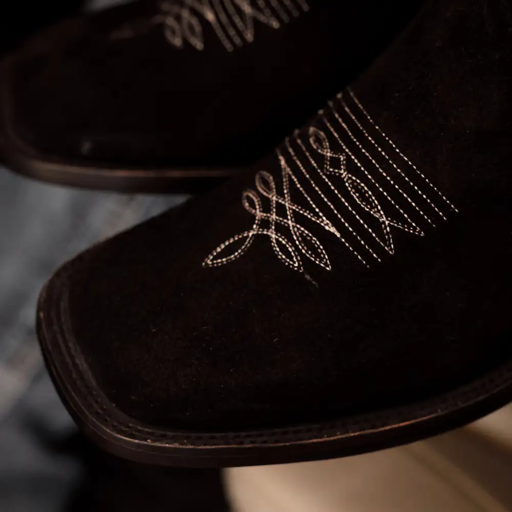 TOTAL BLACK Rough-Out Leather Boots - Square Toe