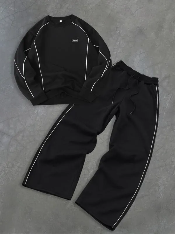Men's Sporty Streetwear Tracksuit Set Long Sleeve Top & Pants