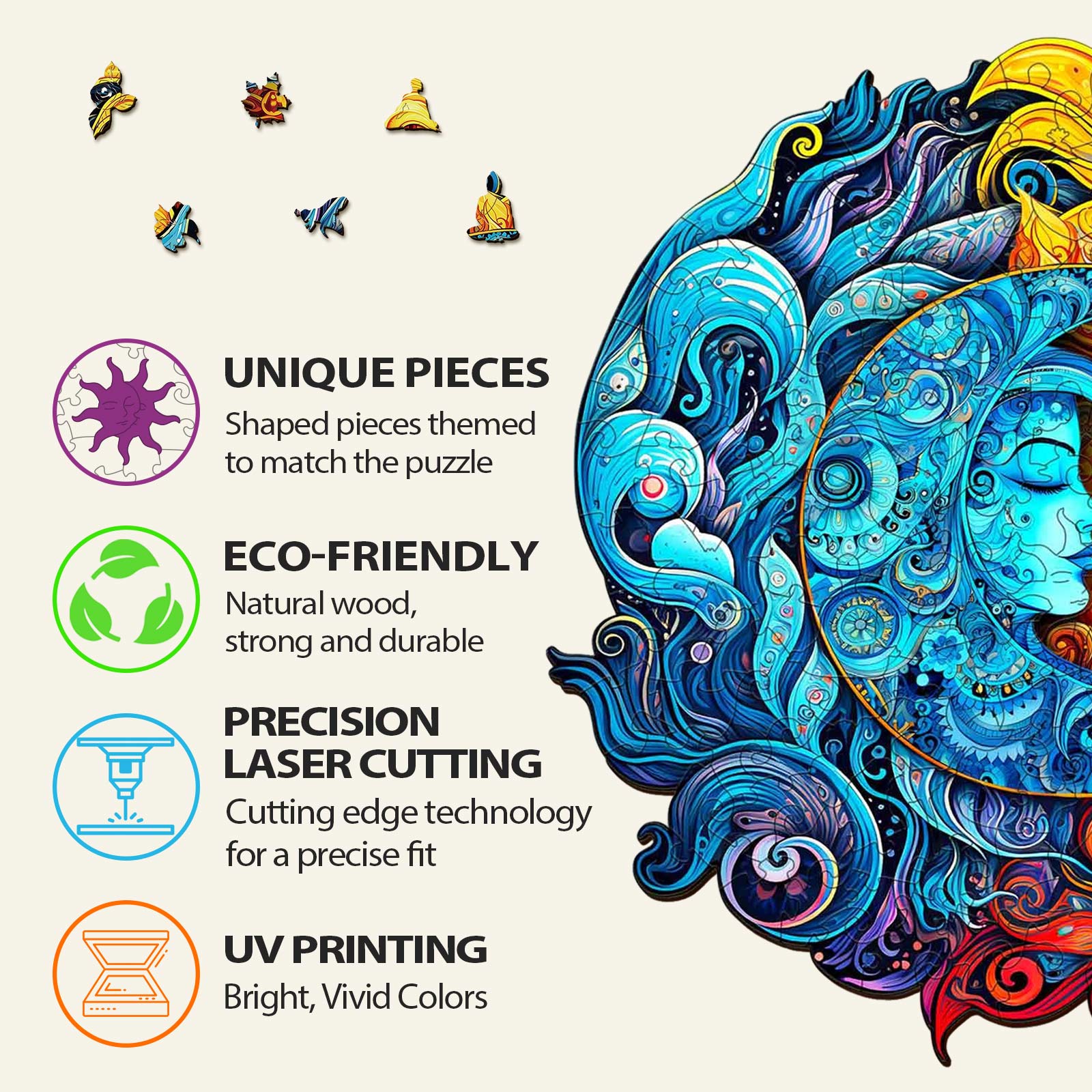 Sun And Moon Wooden Jigsaw Puzzle