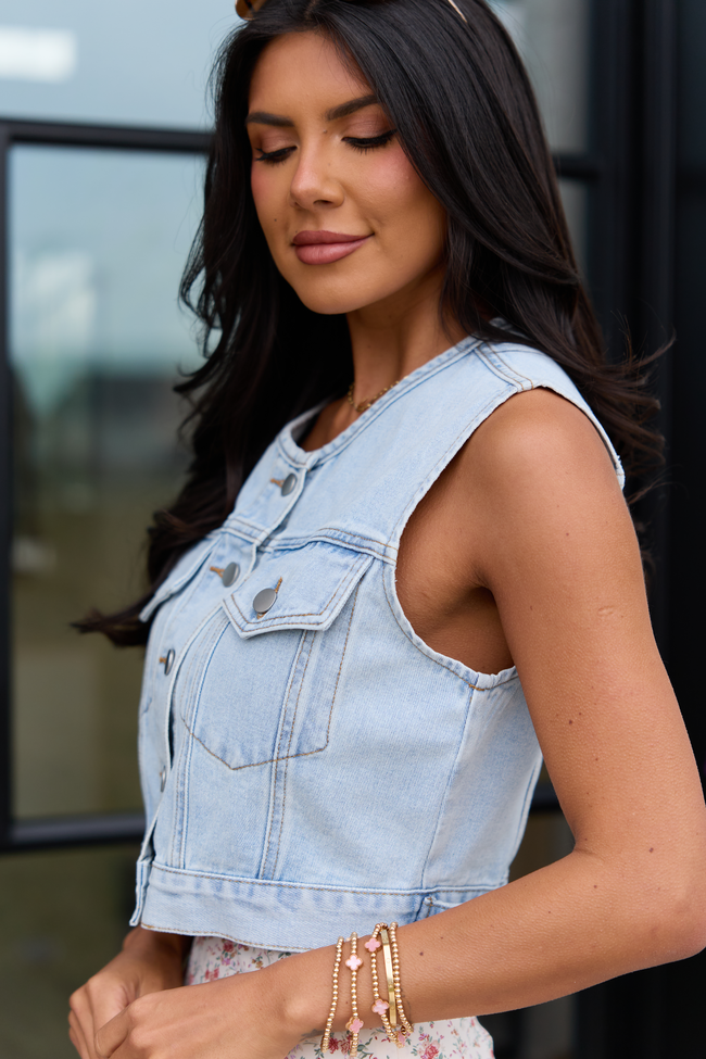 Anna Light Wash Denim Vest