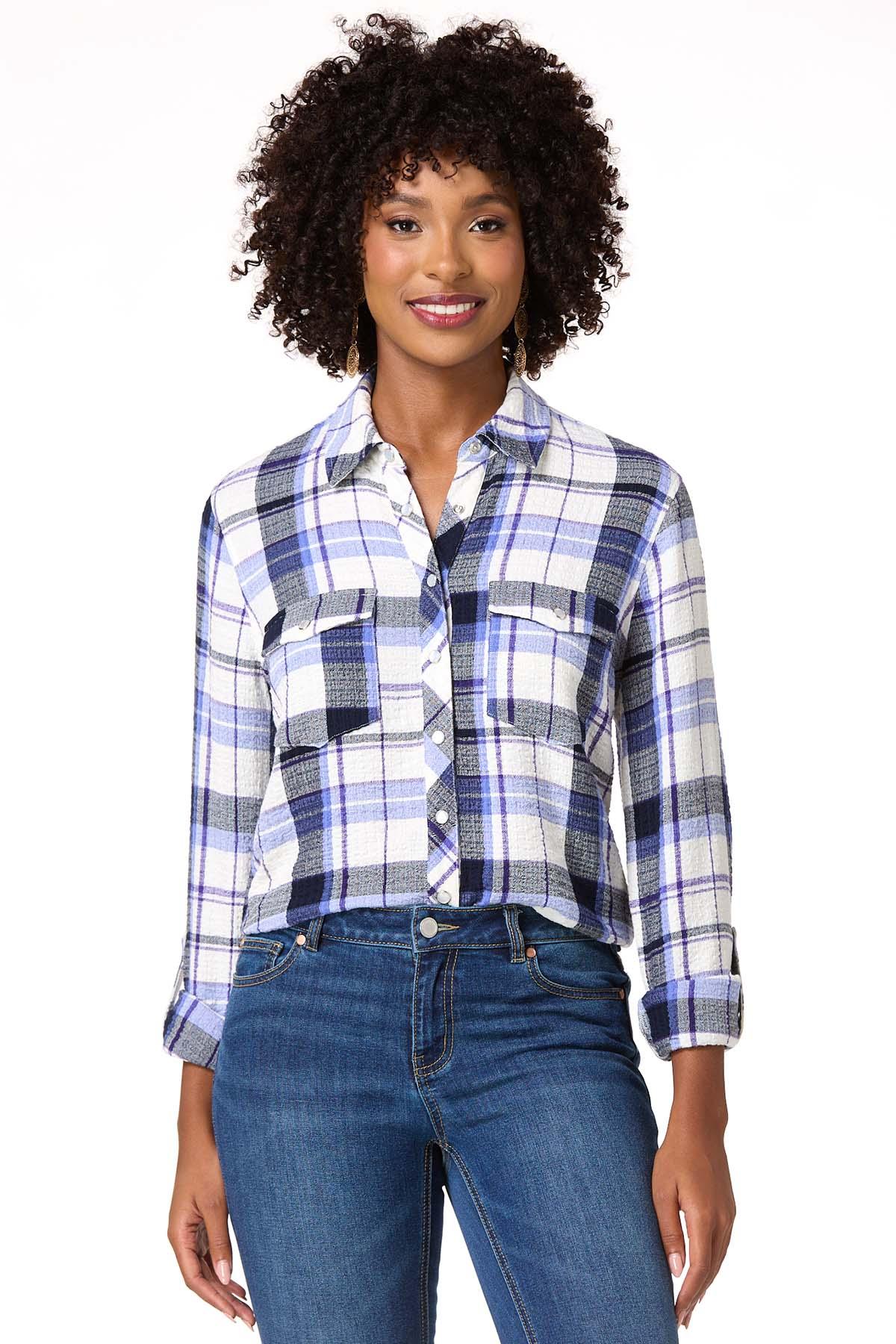 Double Pocket Plaid Top