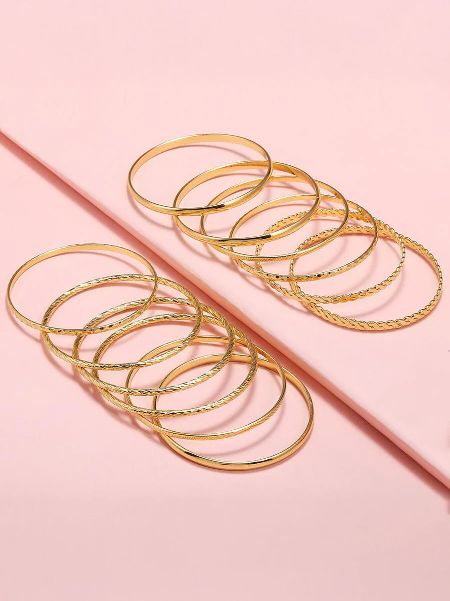 Gold Multi Piece Plated Alloy Bangle Bracelet