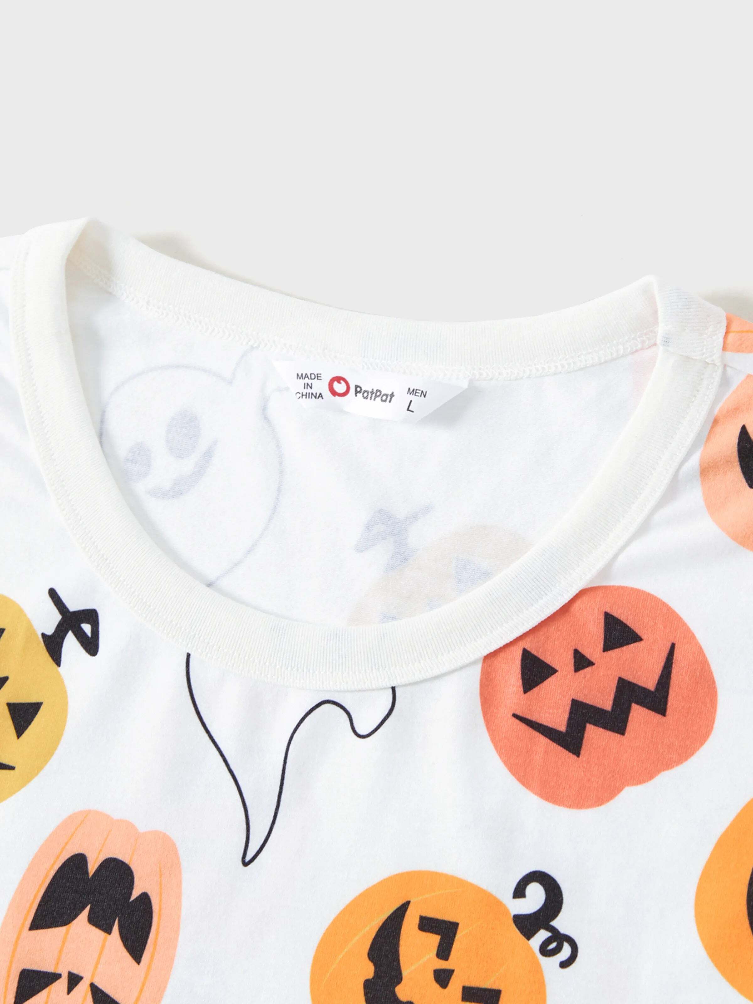 Halloween Family Matching All Over Pumpkin & Ghost Print Pajamas sets White