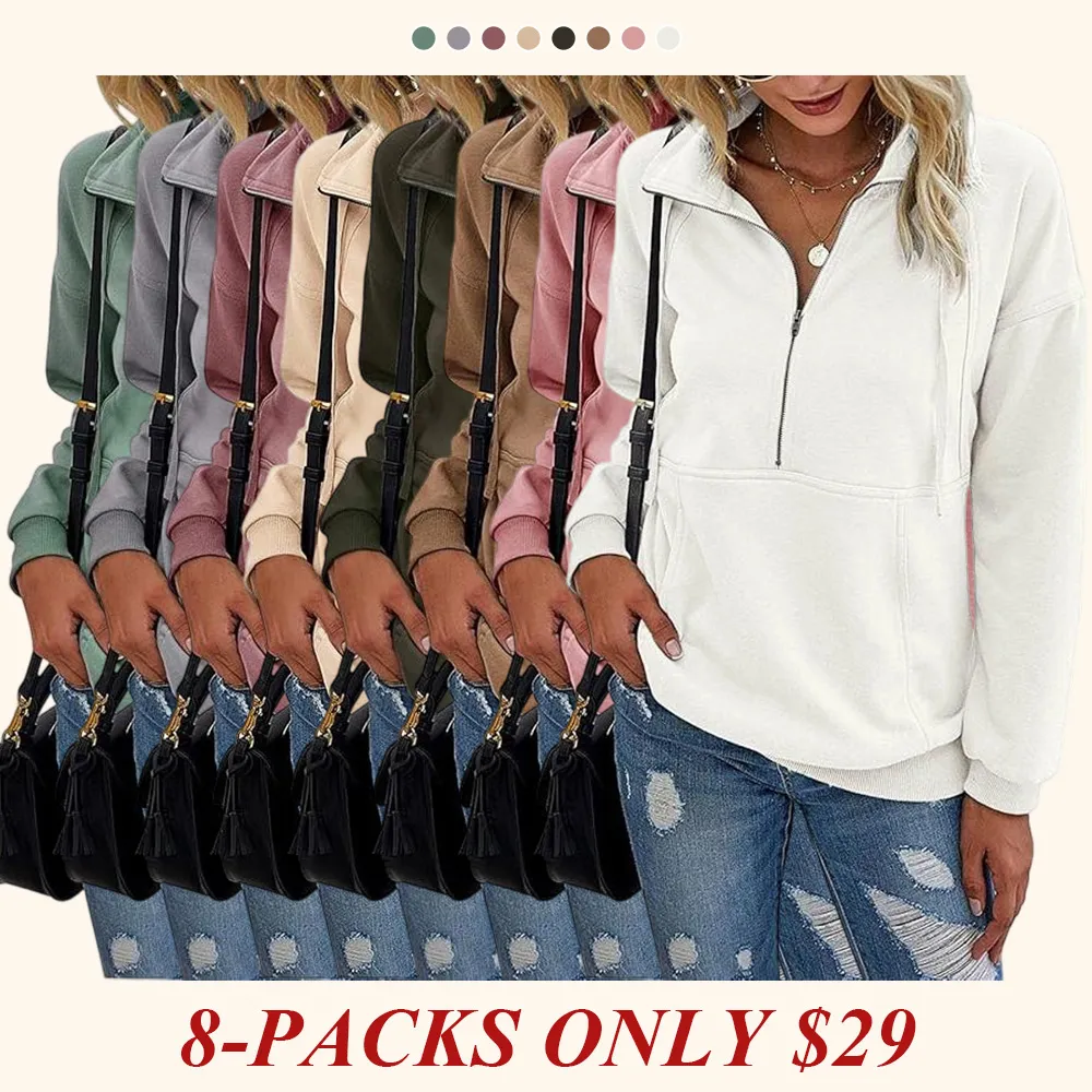 Women's Casual Long Sleeve Lapel Zipper Sweatshirt