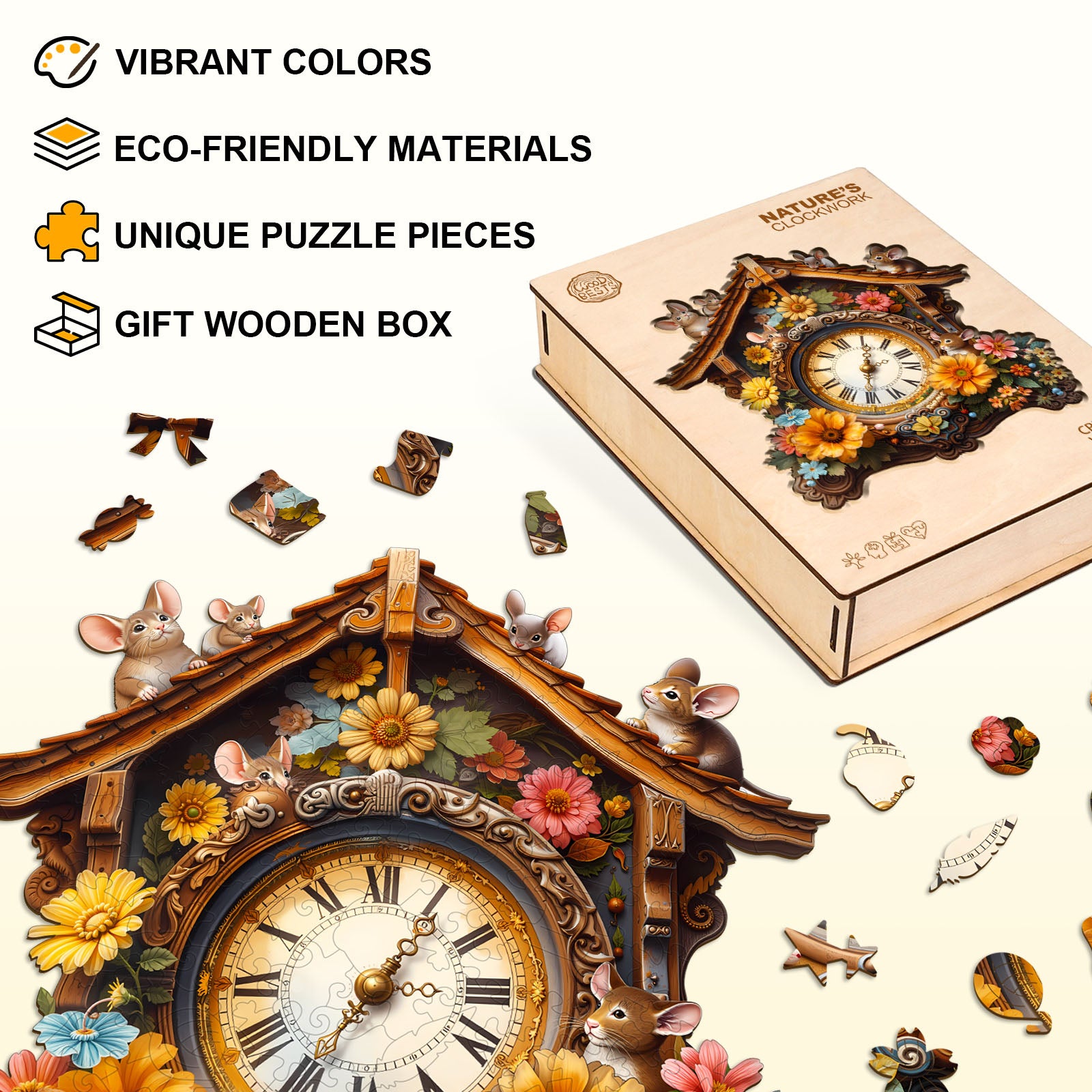 Nature’s Clockwork Wooden Jigsaw Puzzle