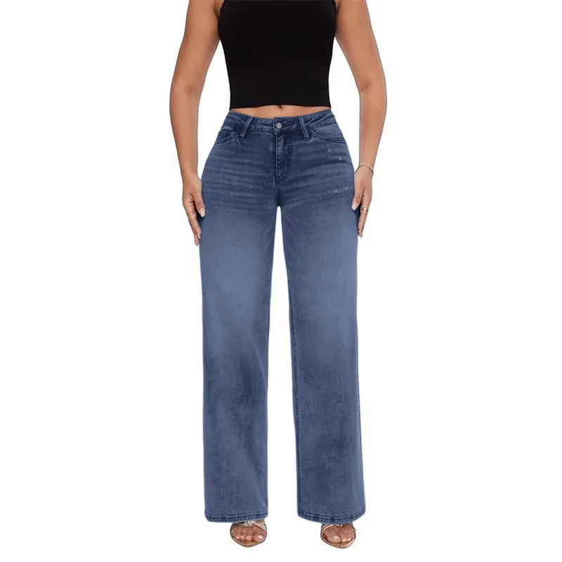 Jeans for Women Mid-Low Rise Stretch Baggy