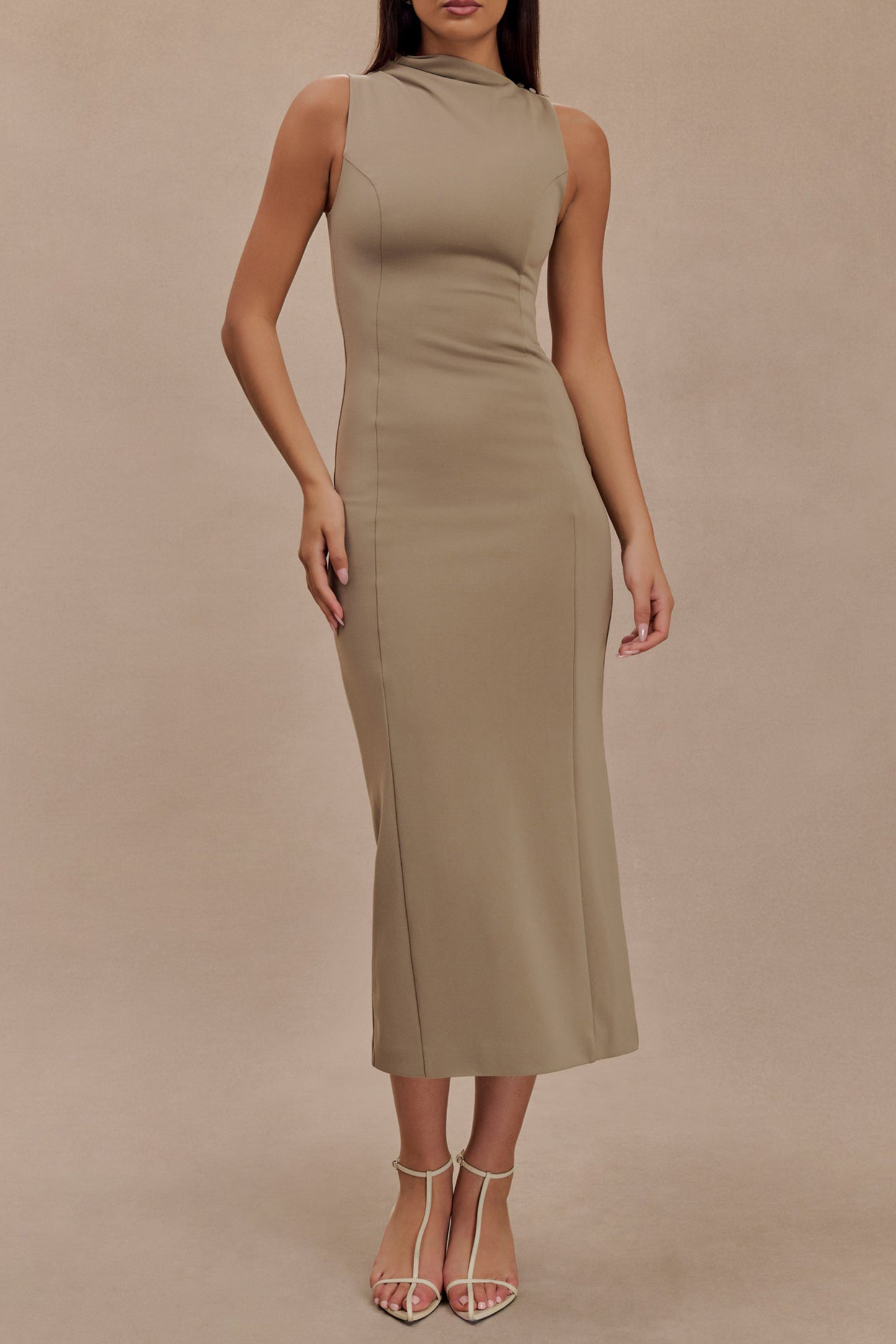 Draped Stretch Crepe Maxi Dress