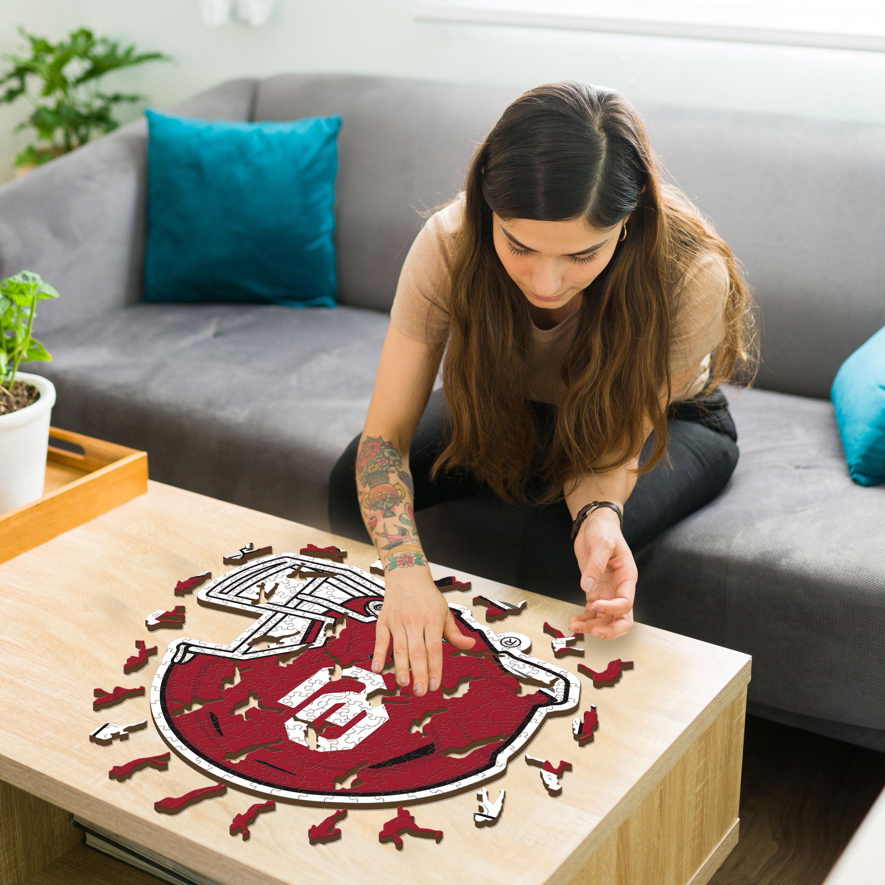 University of Oklahoma Helmet - Wooden Puzzle