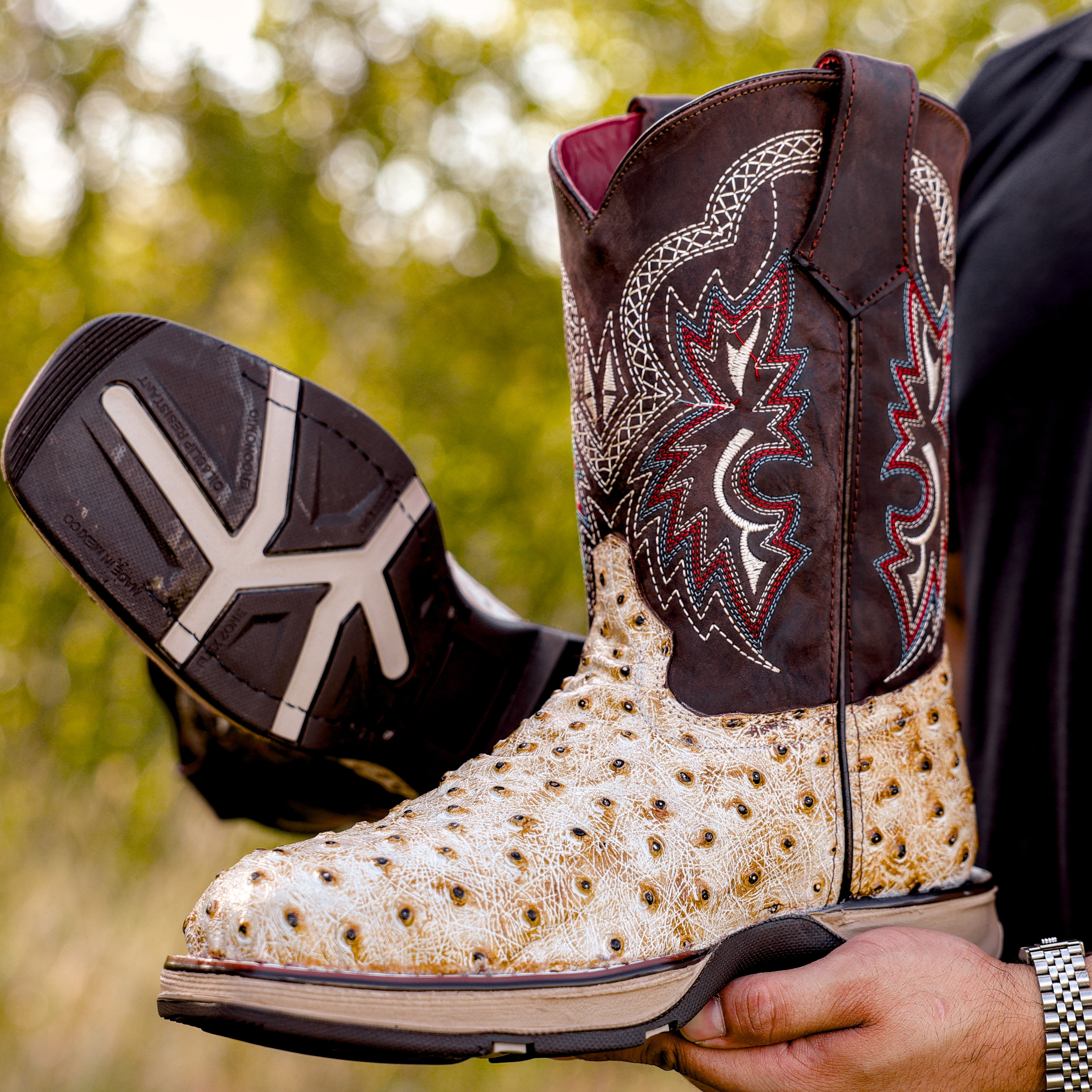 Desert Orix Ostrich Leather Boots With 3D Lightweight Sole - Composite Toe