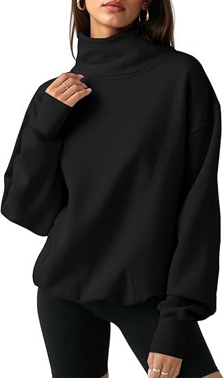 2026 Women's Oversized Turtleneck Sweatshirt Long Sleeve Pullover