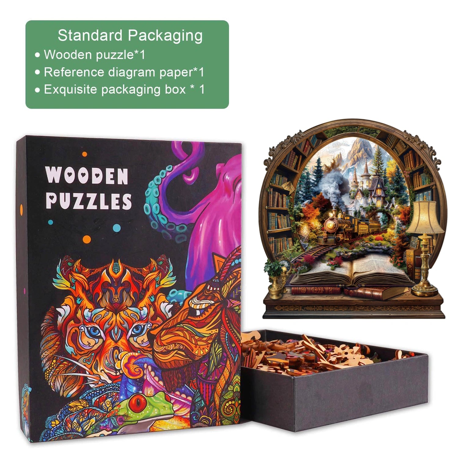 Train within the Book Wooden Jigsaw Puzzle