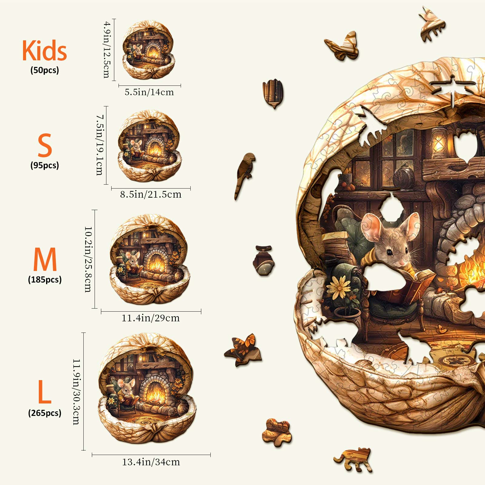 Mouse's Walnut House Wooden Jigsaw Puzzle
