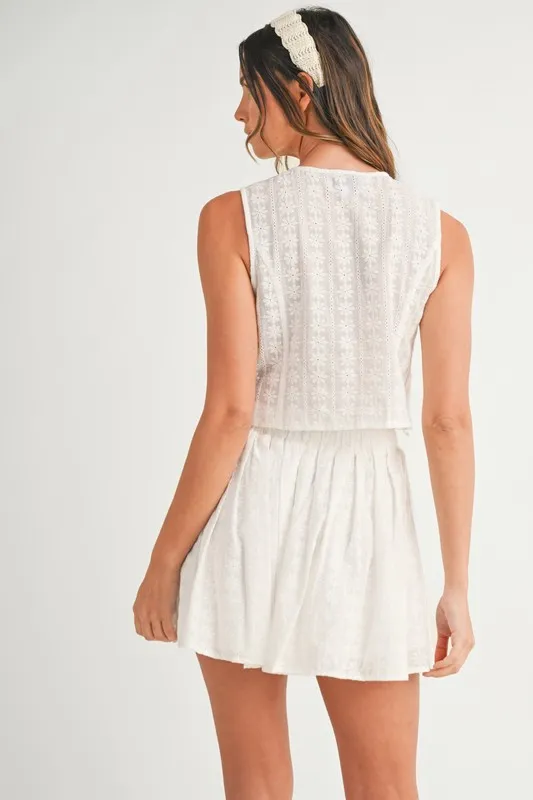 Eyelet Lace Top and Mini Skirt Set