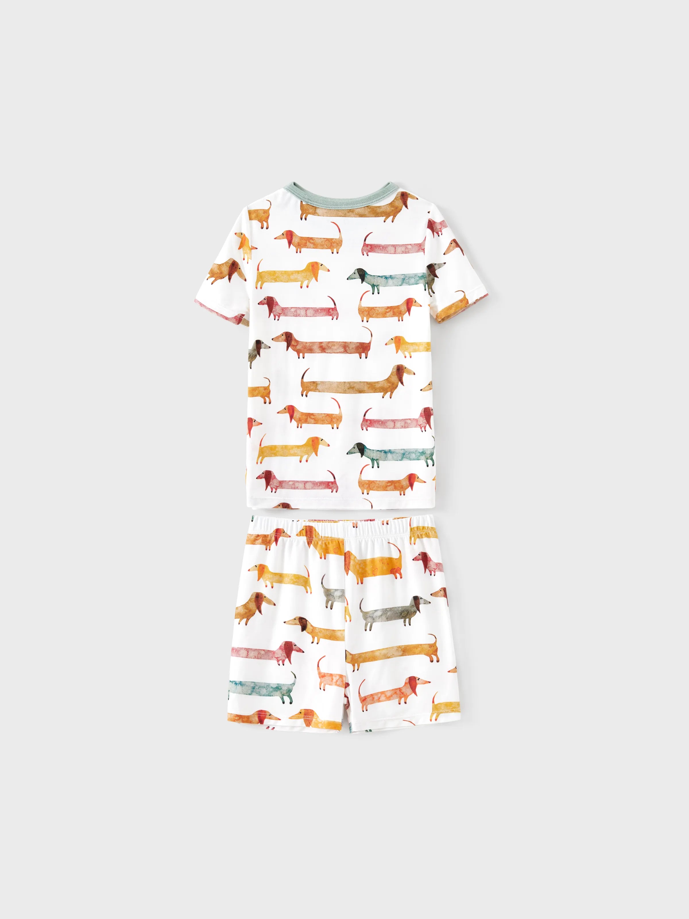 Bamboo Family Pajamas Cute Doggy Patterned Short-sleeve Matching Pajamas Set ( Snug-Fitting for Children ) Multi-color