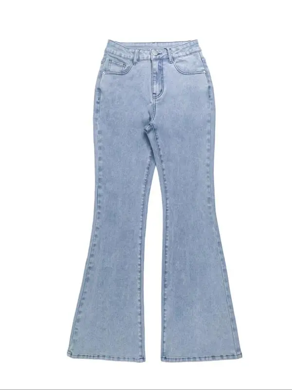 Kardashian-style women's high-waisted flare jeans, a sexy, stretchy, and comfortable pair of trousers.