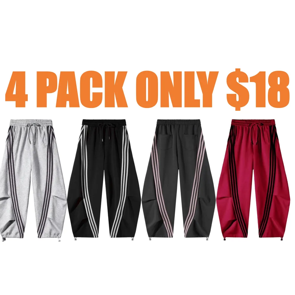 Flooo Loose Wide Leg Striped Track Pants