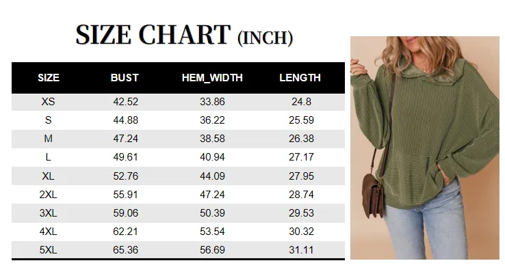 Women's Casual Loose Long Sleeve Ribbed Knit Shirts