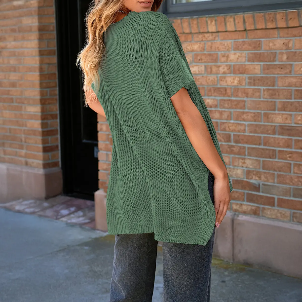 Women’s Short Sleeve Knit Sweater Top (Loose Fit, Soft & Breathable)