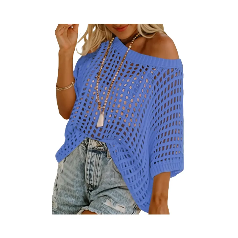 Women's Crochet Hollow-Out Beach Cover-Up & Casual Top