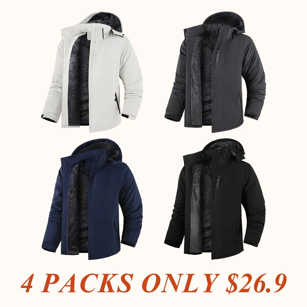 Men's Winter Ski Jacket Warm Fleece Lined Waterproof Windproof Hooded Insulated Outdoor Jacket