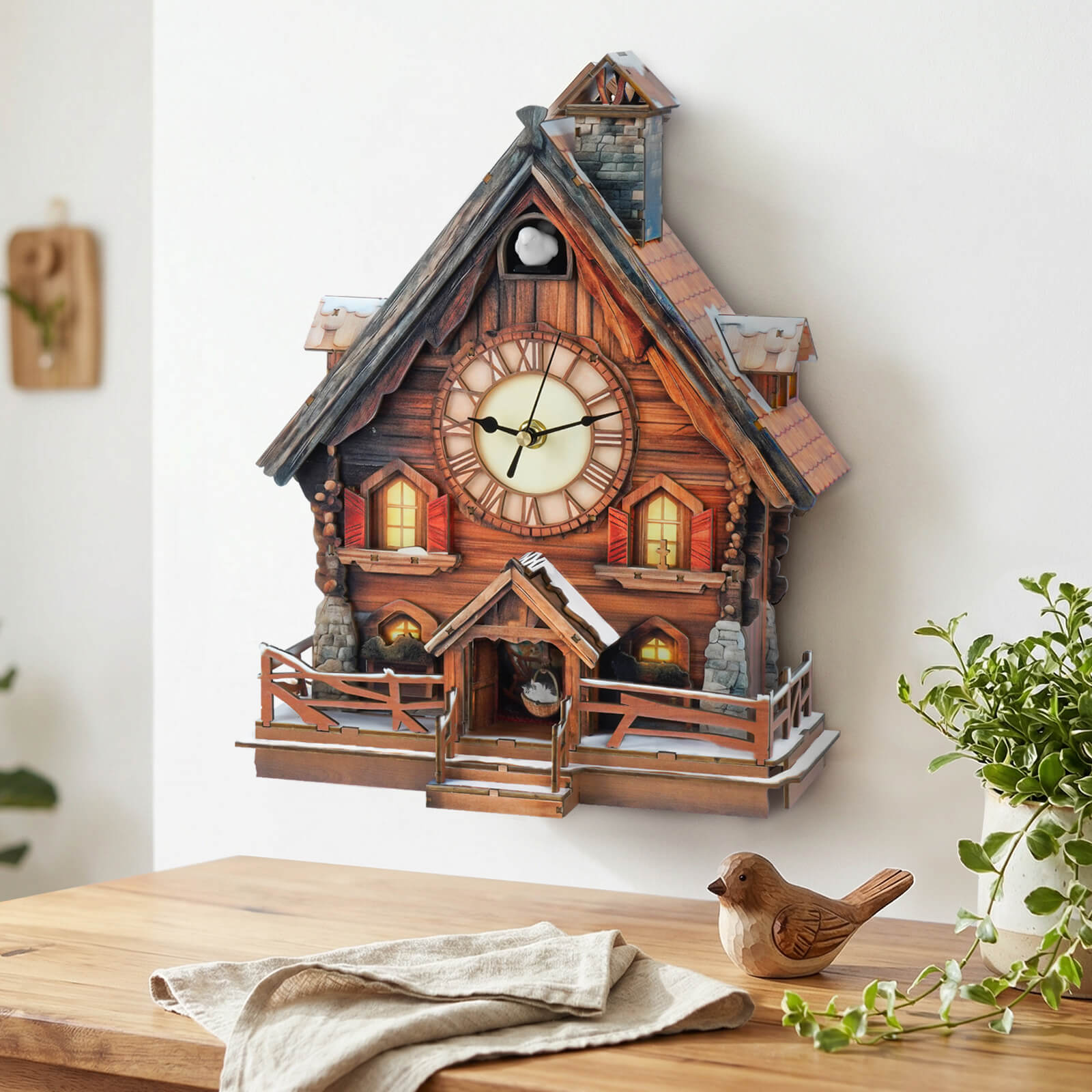 Cuckoo Chiming Swiss Chalet – DIY Wood Clock, 3D Puzzle Kit
