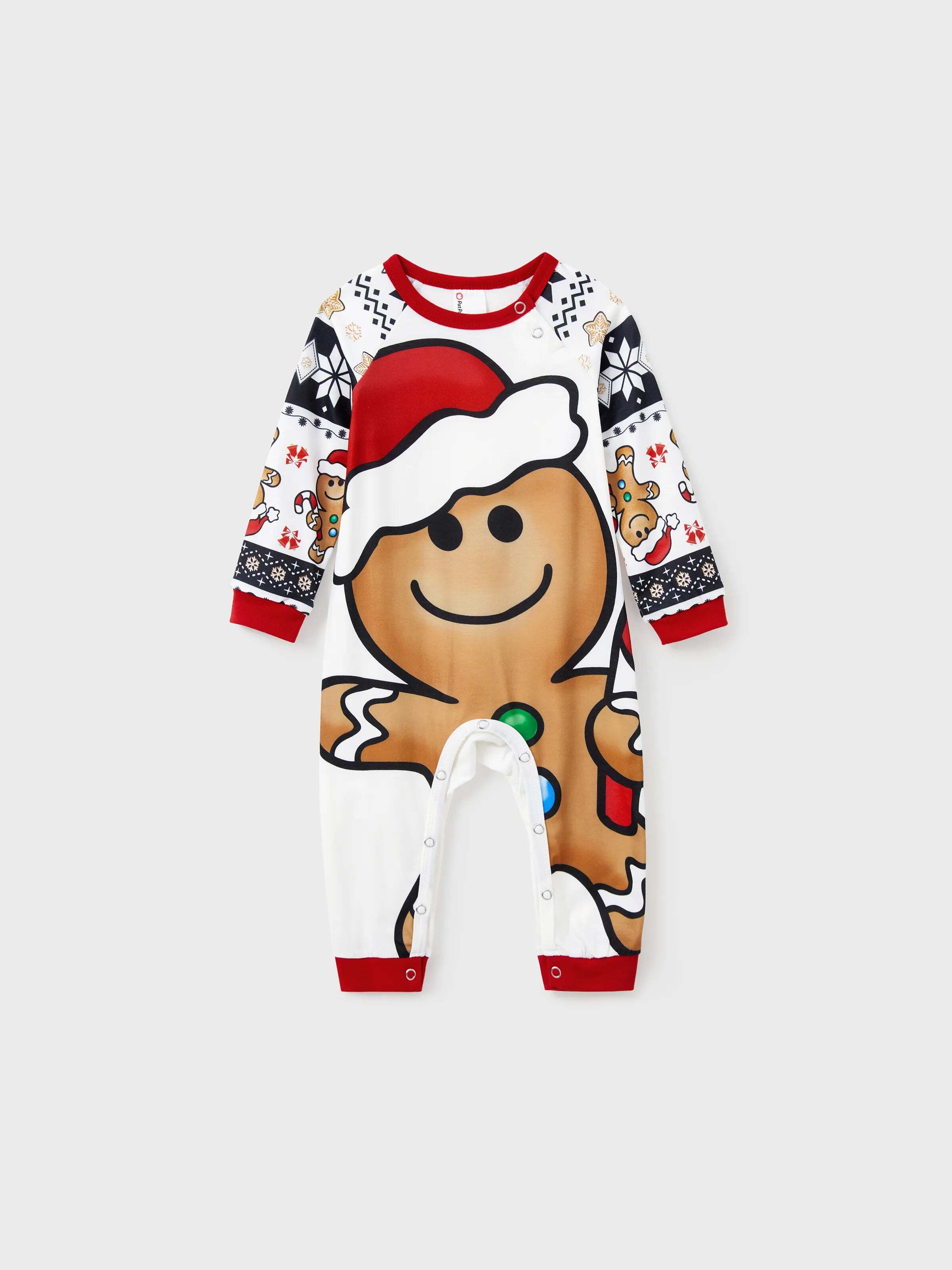 Christmas Family Matching Raglan Sleeves Gingerbread Man Pajamas Sets with Drawstring and Pockets with Christmas Socks red/black