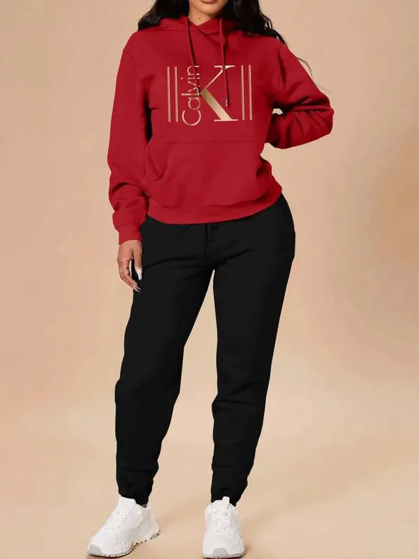 Women's Casual Hooded Sweatshirt Set