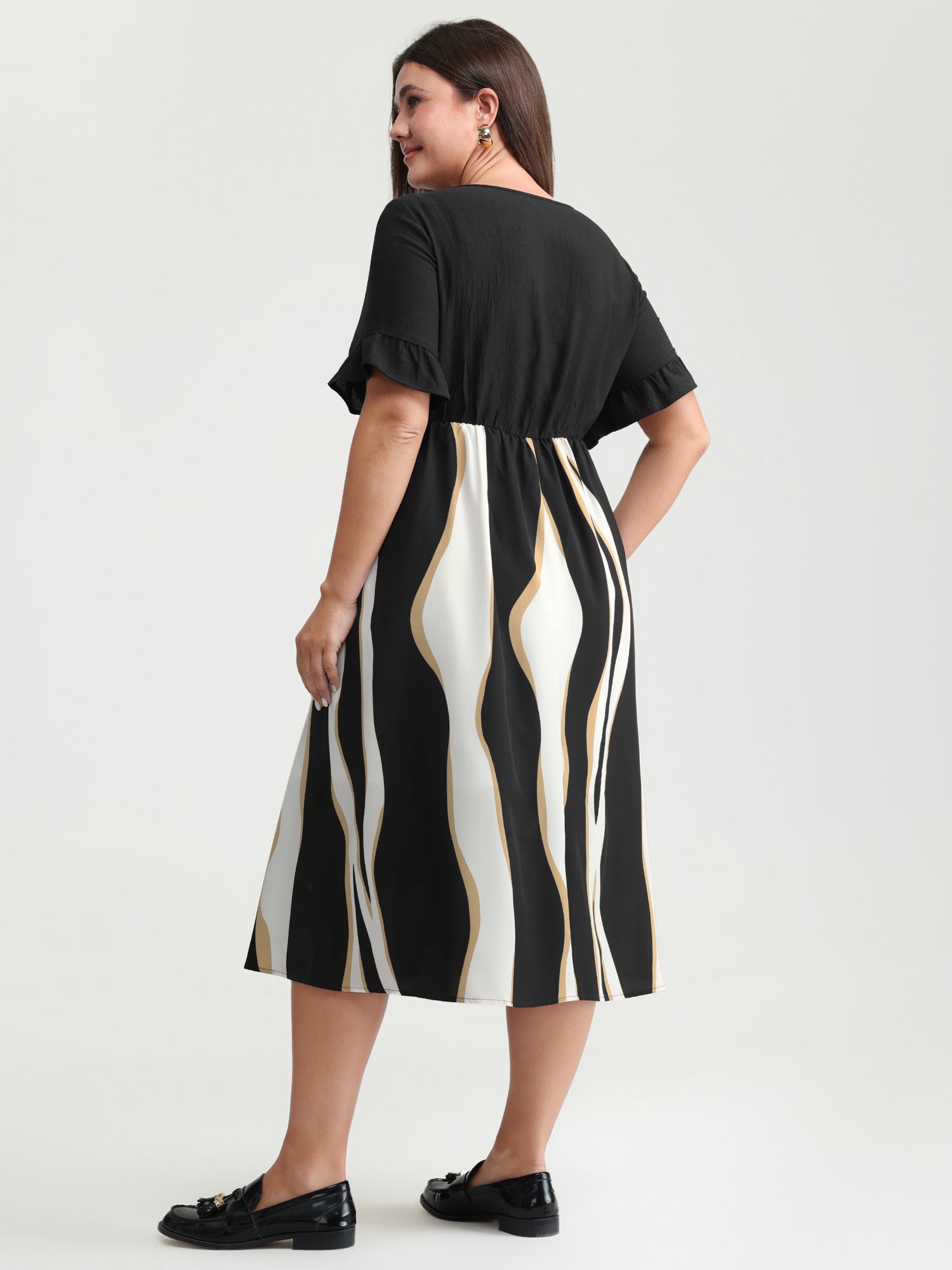 Zebra Stripe Print Contrast Midi Dress