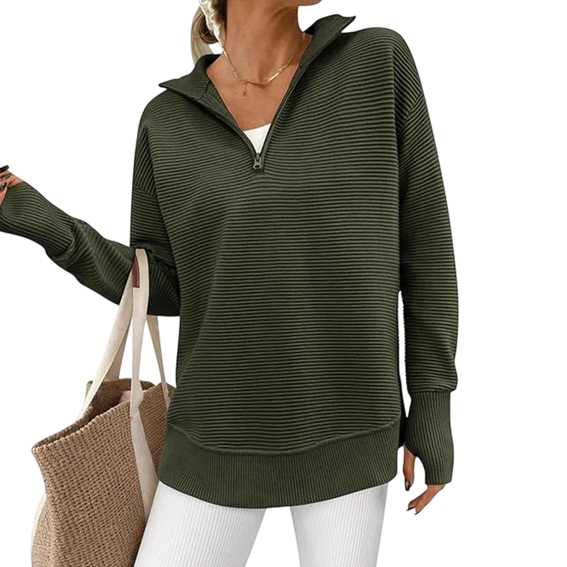 Women's Long Sleeve Quarter Zip Pullover Sweater