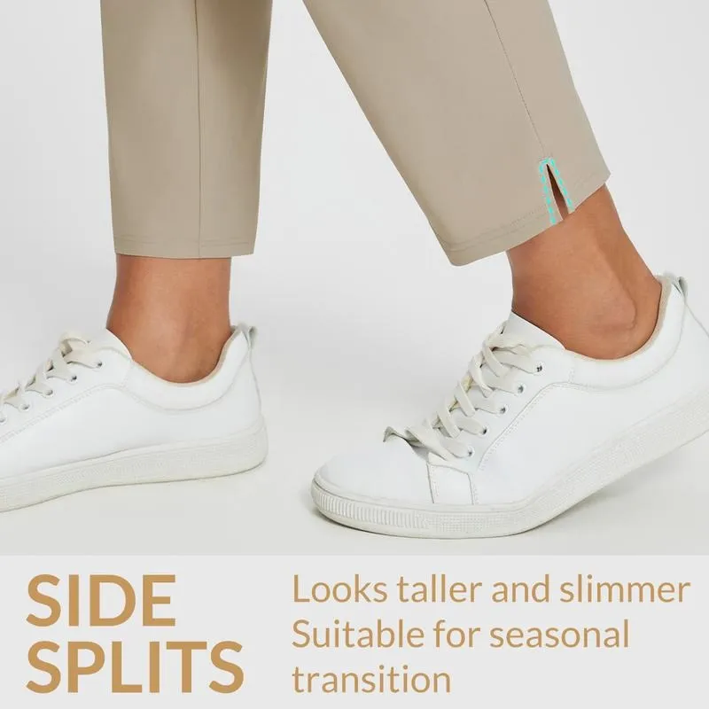 Women's Lightweight Breathable Soft  Ankle Pants Business Casual Summer Silky with Zipper Pockets Stretch Petite