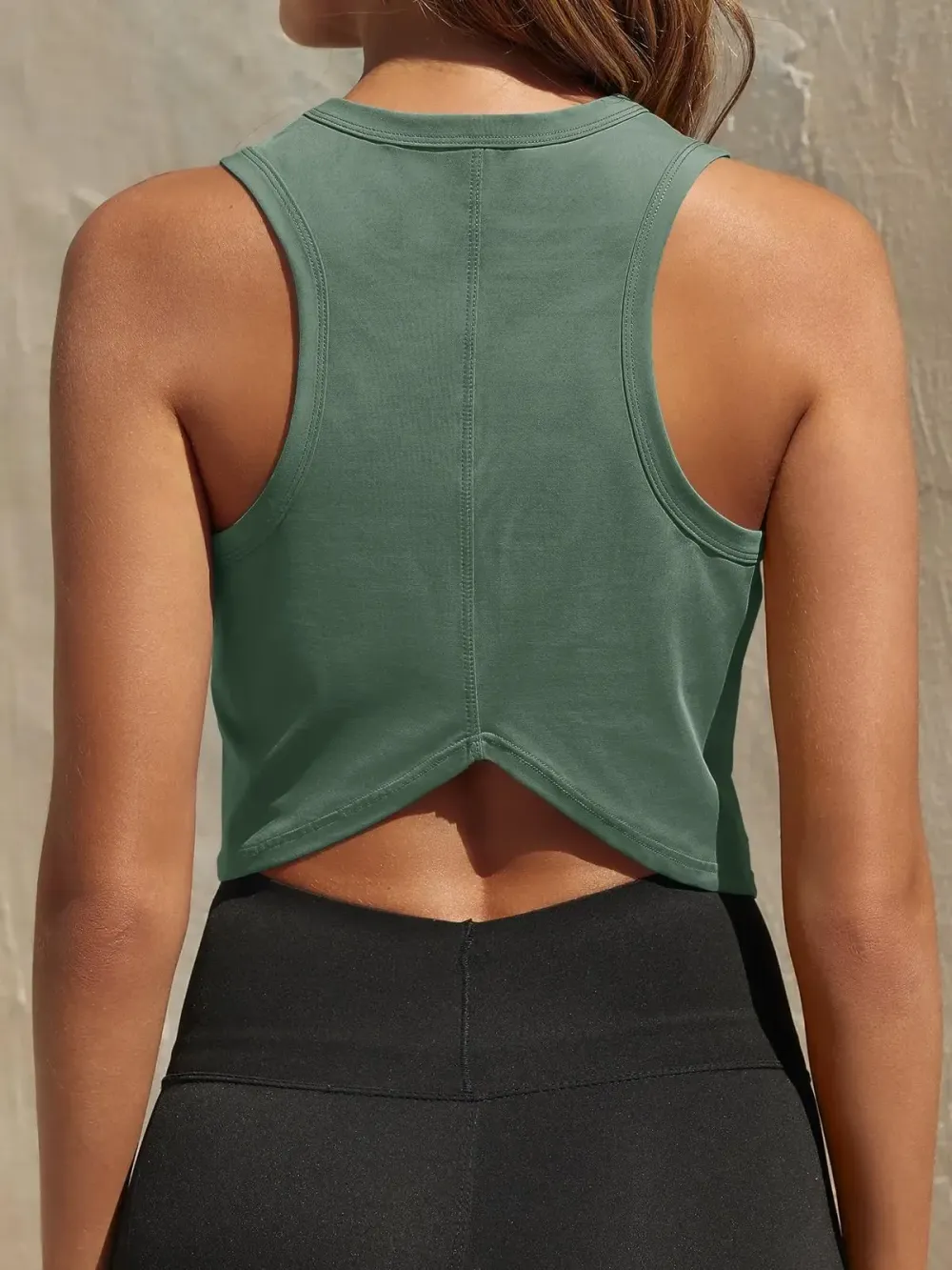 Womens Workout Cropped Tank Tops Racerback Sleeveless Crewneck Running Yoga Active Shirts