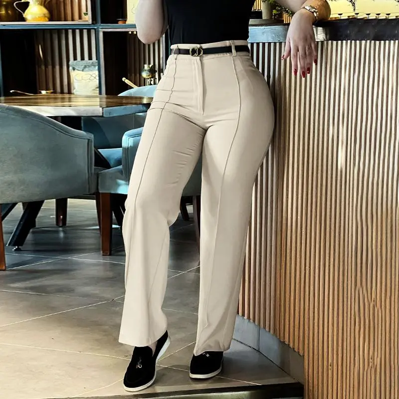 Women's high-waisted straight-leg work pants, business casual pants