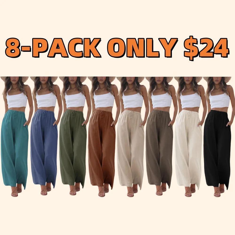 Women's Cotton Linen Summer Palazzo Pants