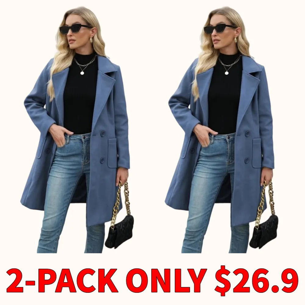 Women's winter wool blend camel mid-length coat