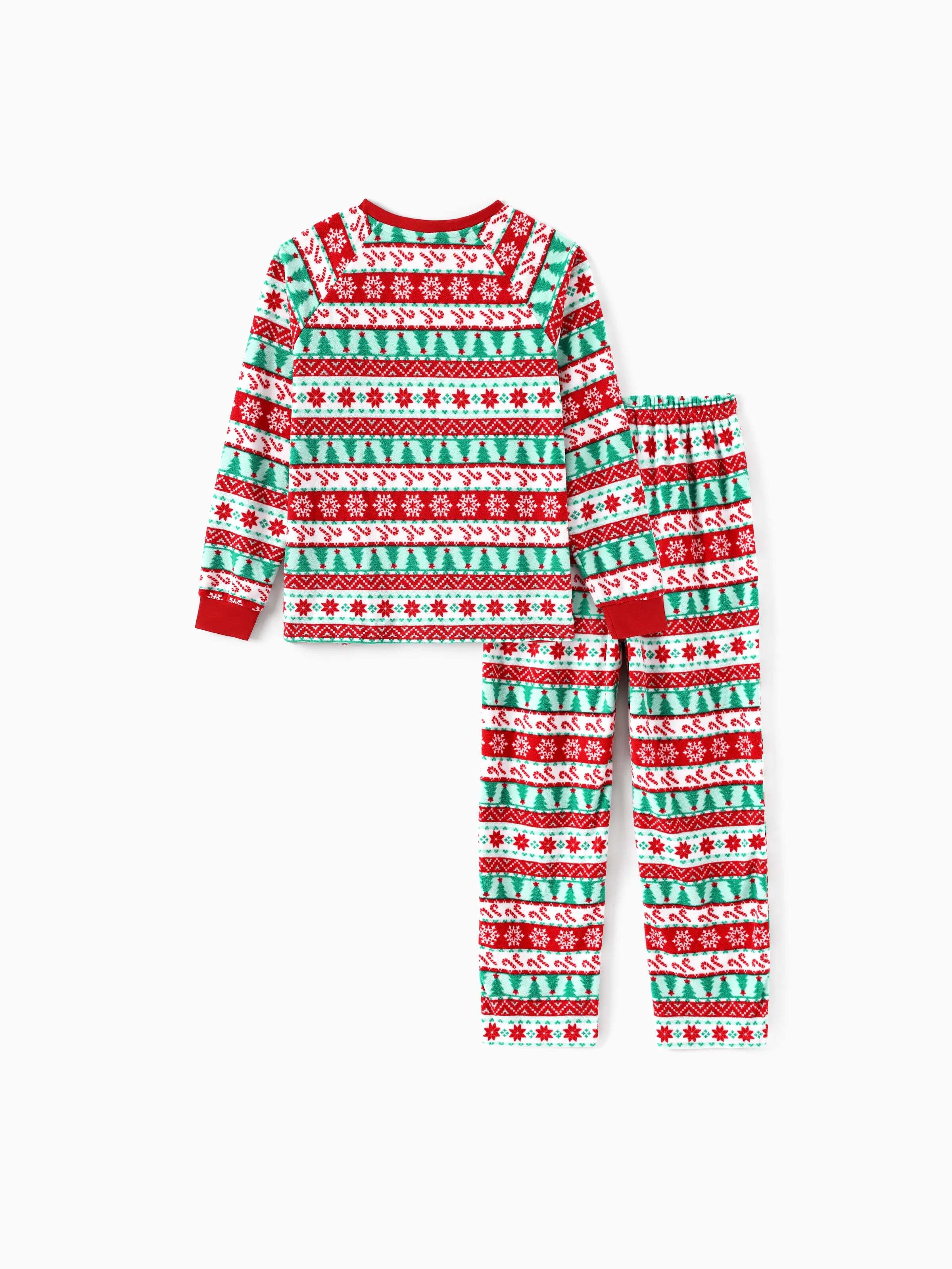 Frosty the Snowman Christmas Family Matching Fair Isle Pattern Polar Fleece Pajamas Set Red
