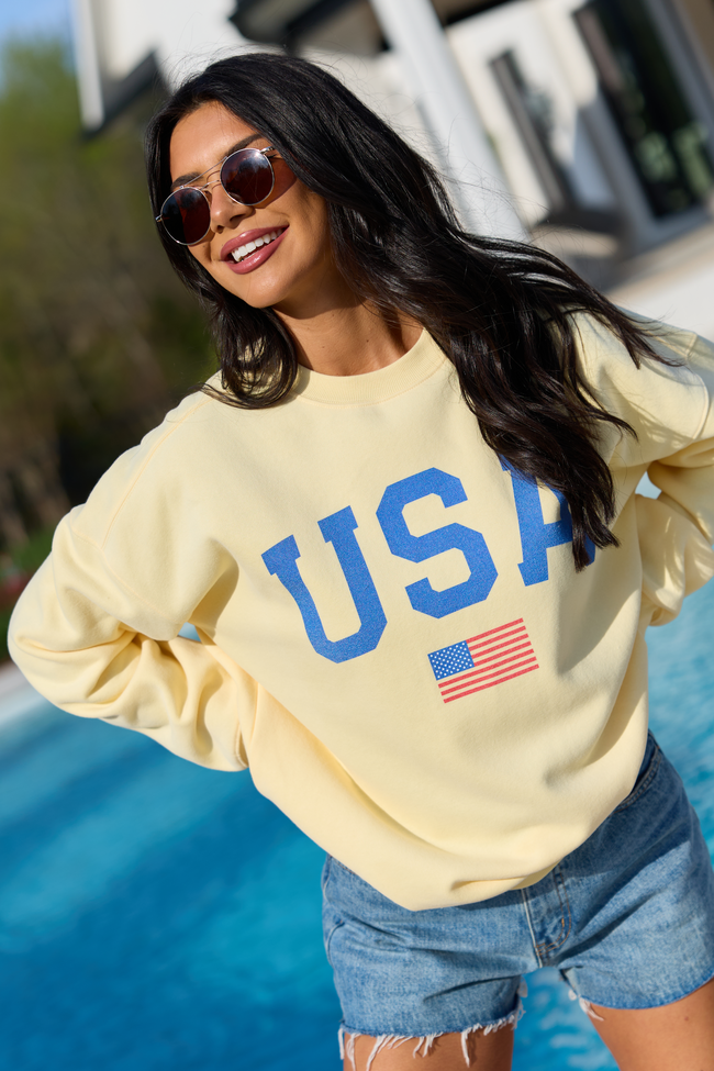 Athletic USA Flag Yellow Graphic Sweatshirt