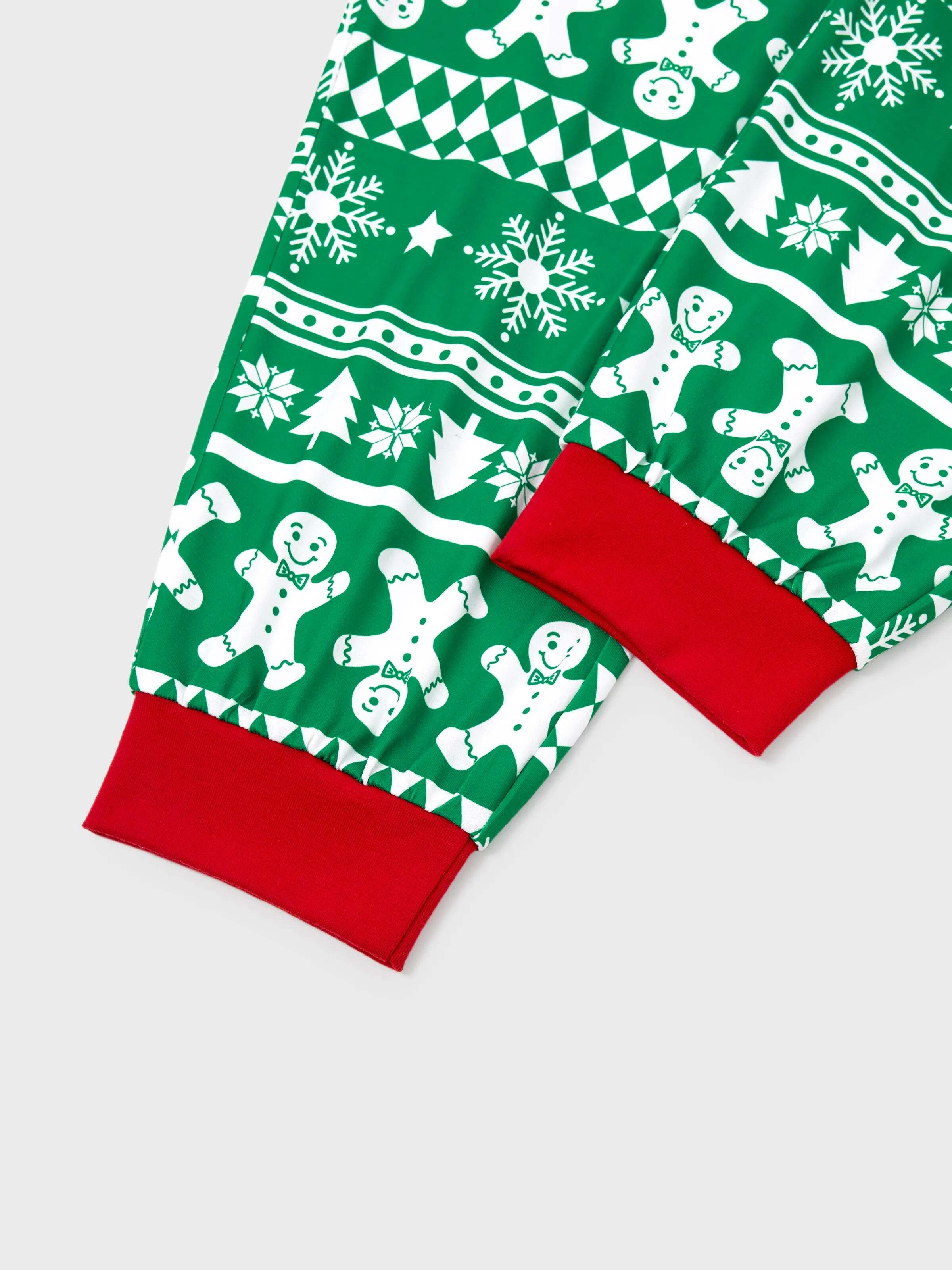 Christmas Matching Family Pajamas Set Gingerbread and Christmas Tree Print Green PJS with Christmas Socks Green