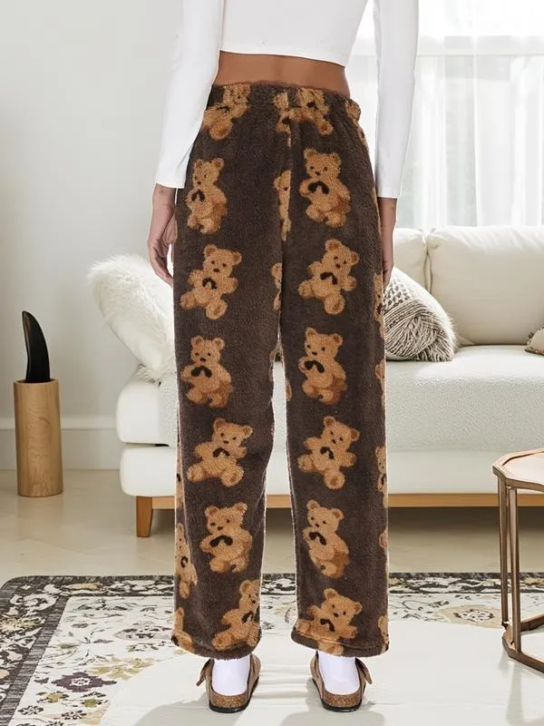 Winter New Vintage Plaid Elastic Straight Loose Thick Warm Casual Pants