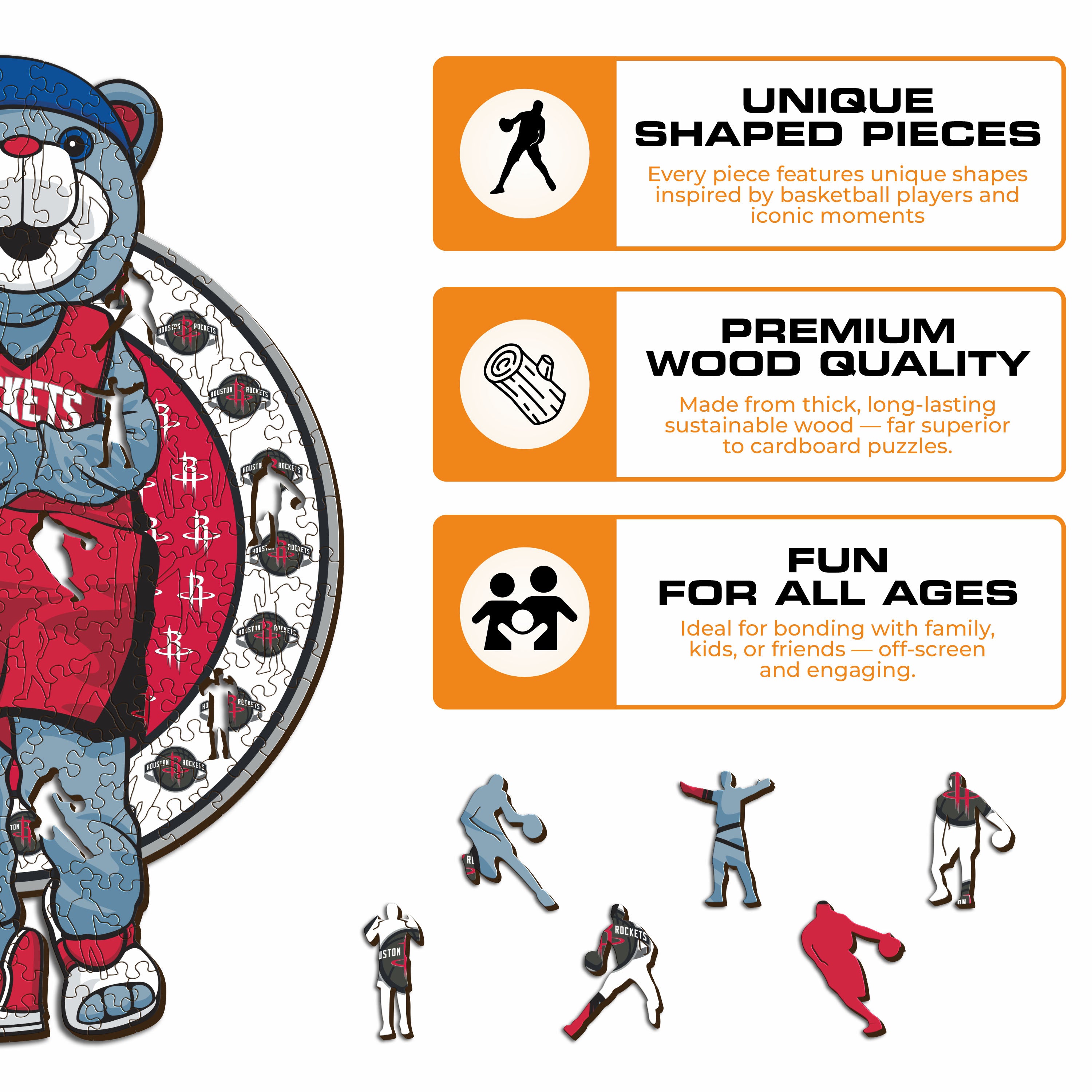 Houston Rockets™ Mascot - Wooden Puzzle