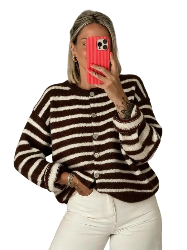 Women's Retro Striped Cardigan