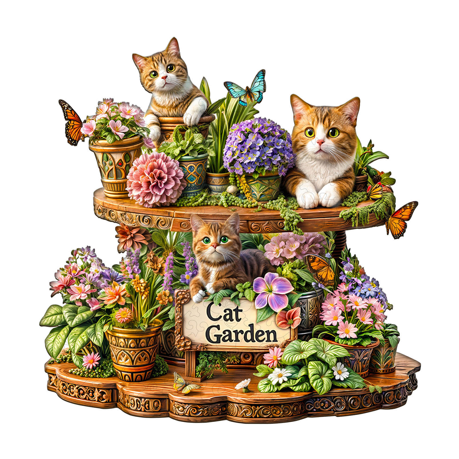 Cat Garden Wooden Jigsaw Puzzle