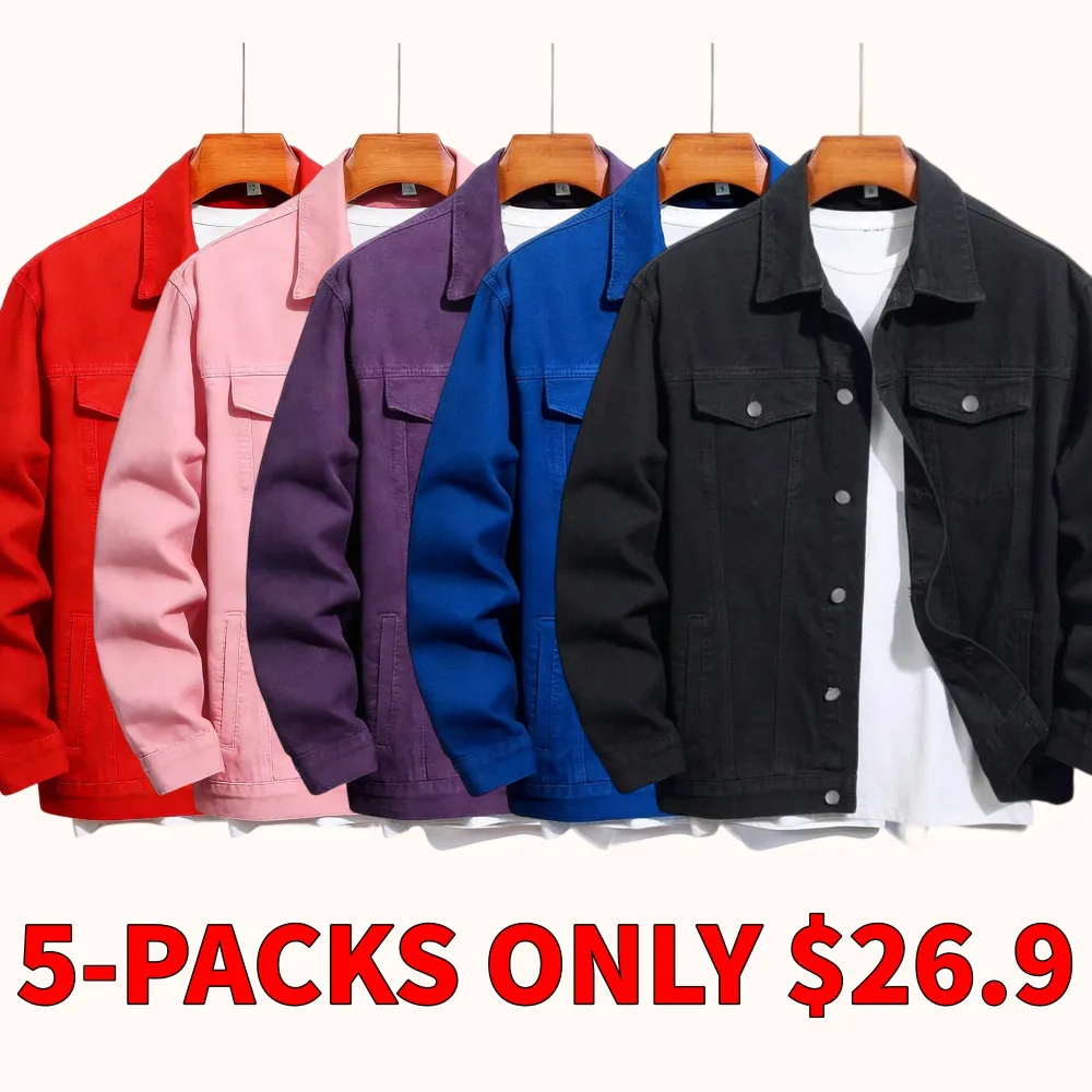 Men's solid color denim jacket
