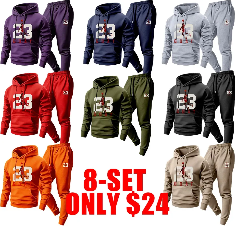 🔥Last day promotion Men's Minimalist Goat-Print Tracksuit Hoodie & Sweatpants Set