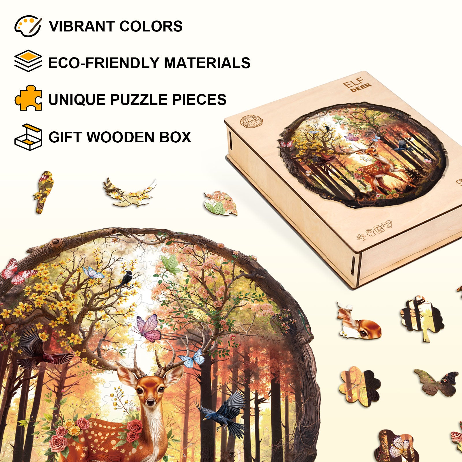 Elf Deer Wooden Jigsaw Puzzle