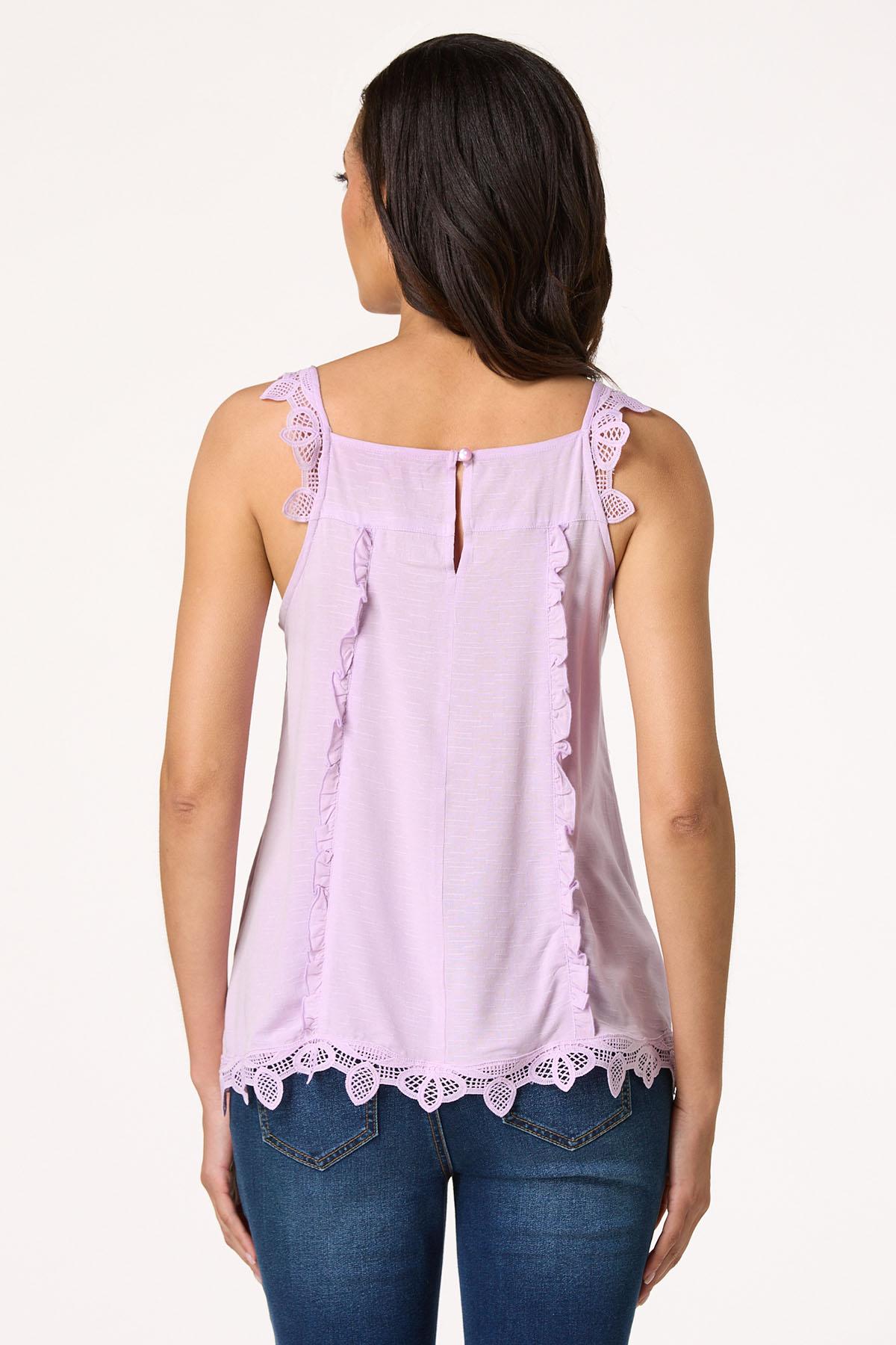 Ruffled Crochet Trim Tank