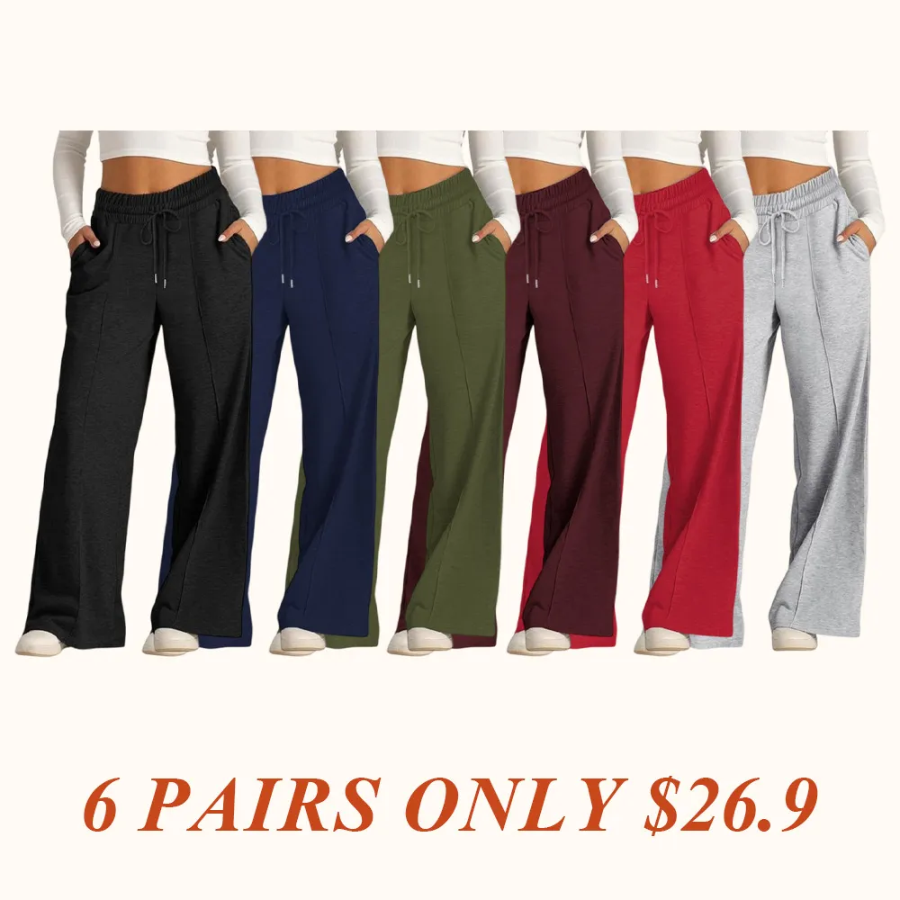 Women's Simple Design Straight Leg Drawstring Baggy Lounge Pants