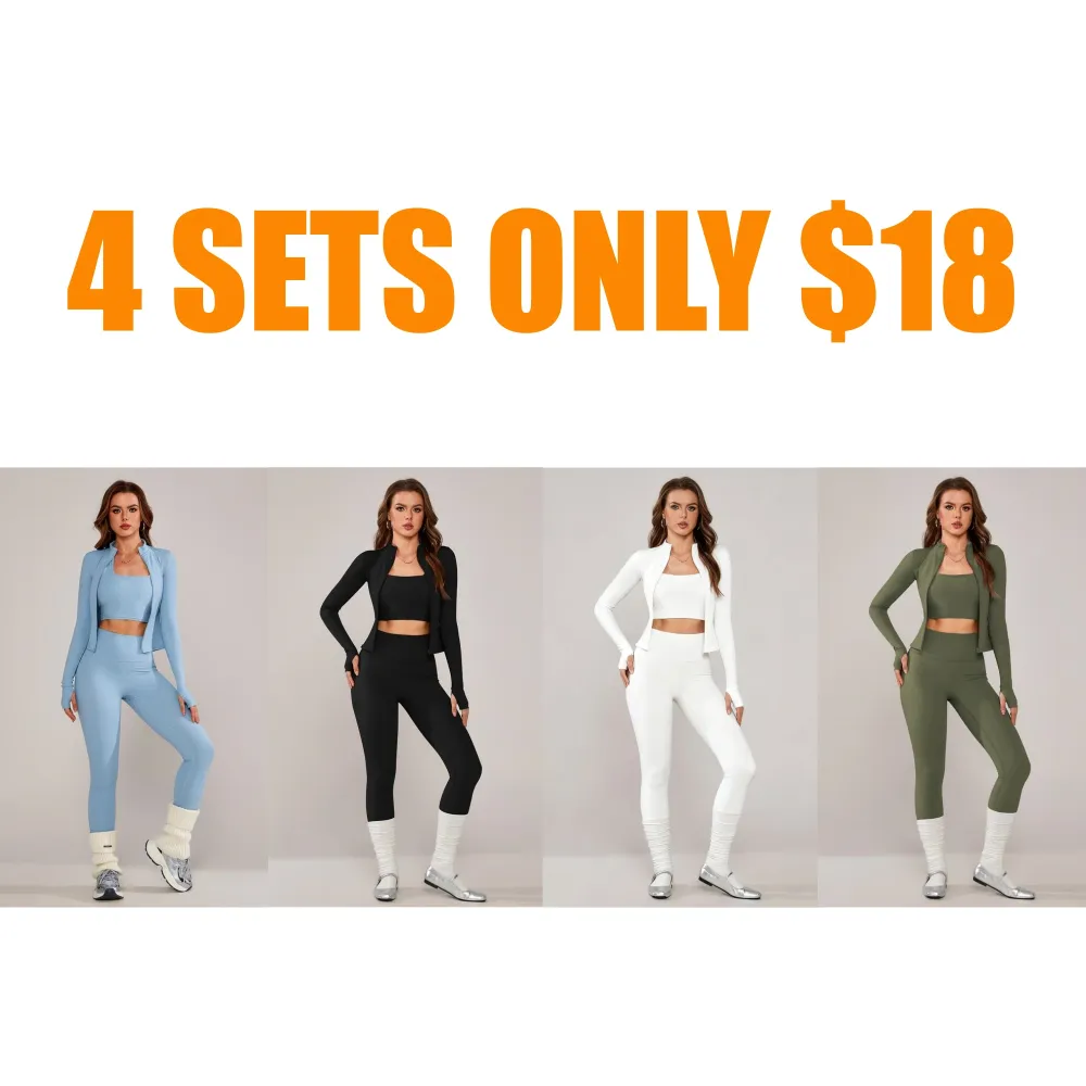 Women's 3-Piece Activewear Set with Stretchy