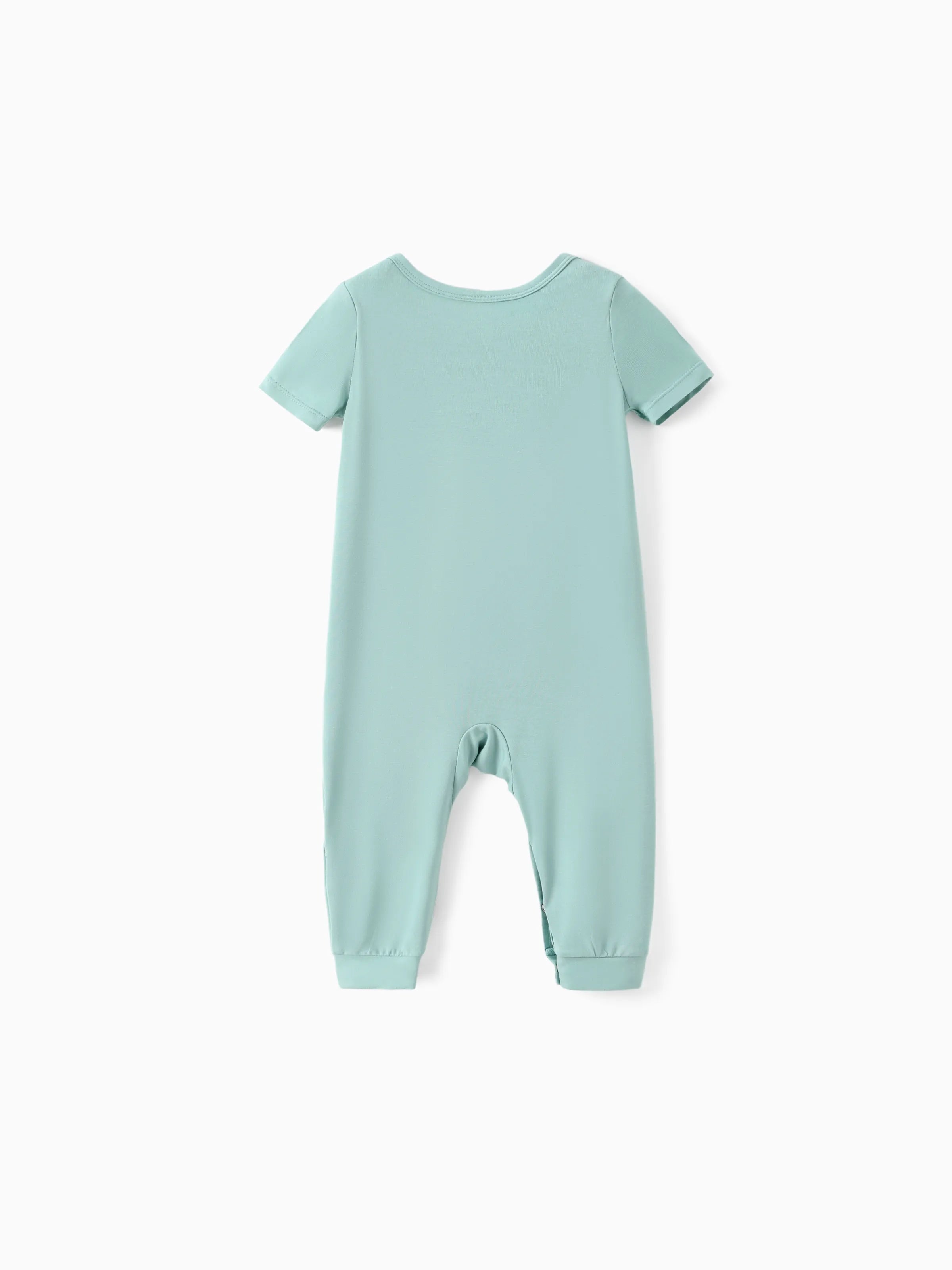 Bamboo Family Pajamas Solid Color Green Short Sleeve Matching Pajama Set ( Snug-Fitting for Children ) Green